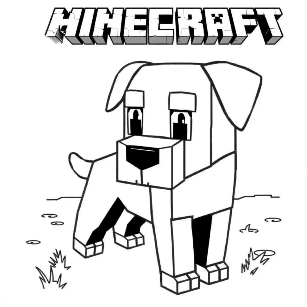 Minecraft Dog Coloring Page