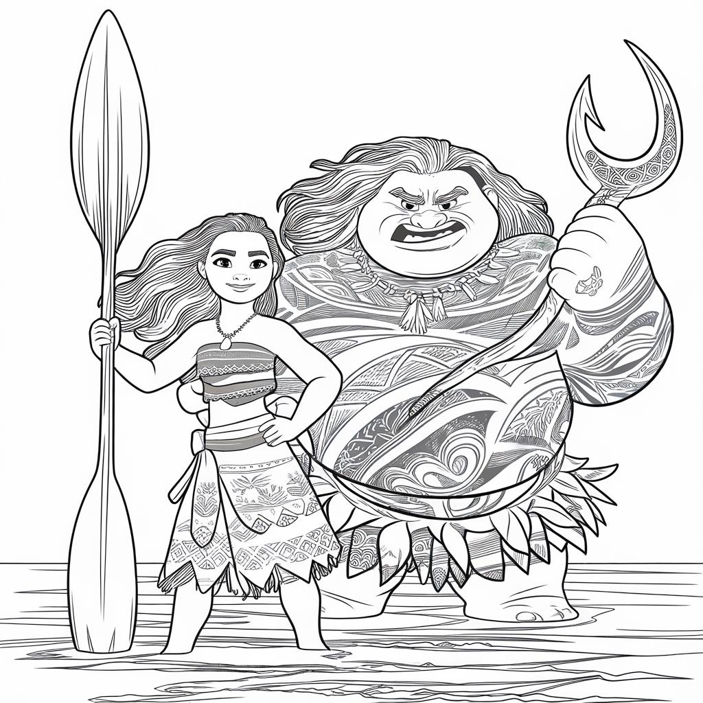 Moana And Maui Coloring Pages