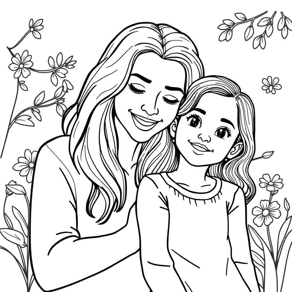 Mommy And Daughter Coloring Pages