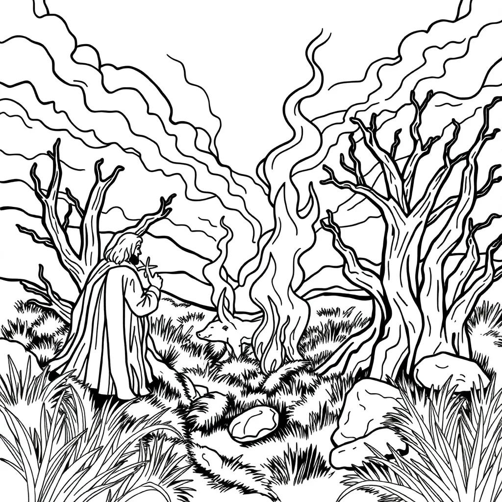 Moses Coloring Pages Burning Bush
