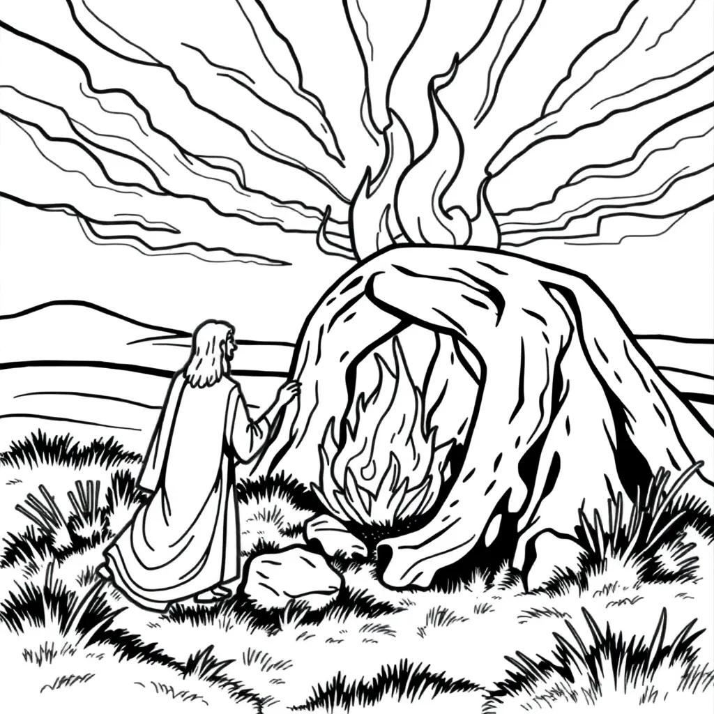 Moses And Burning Bush Coloring Page
