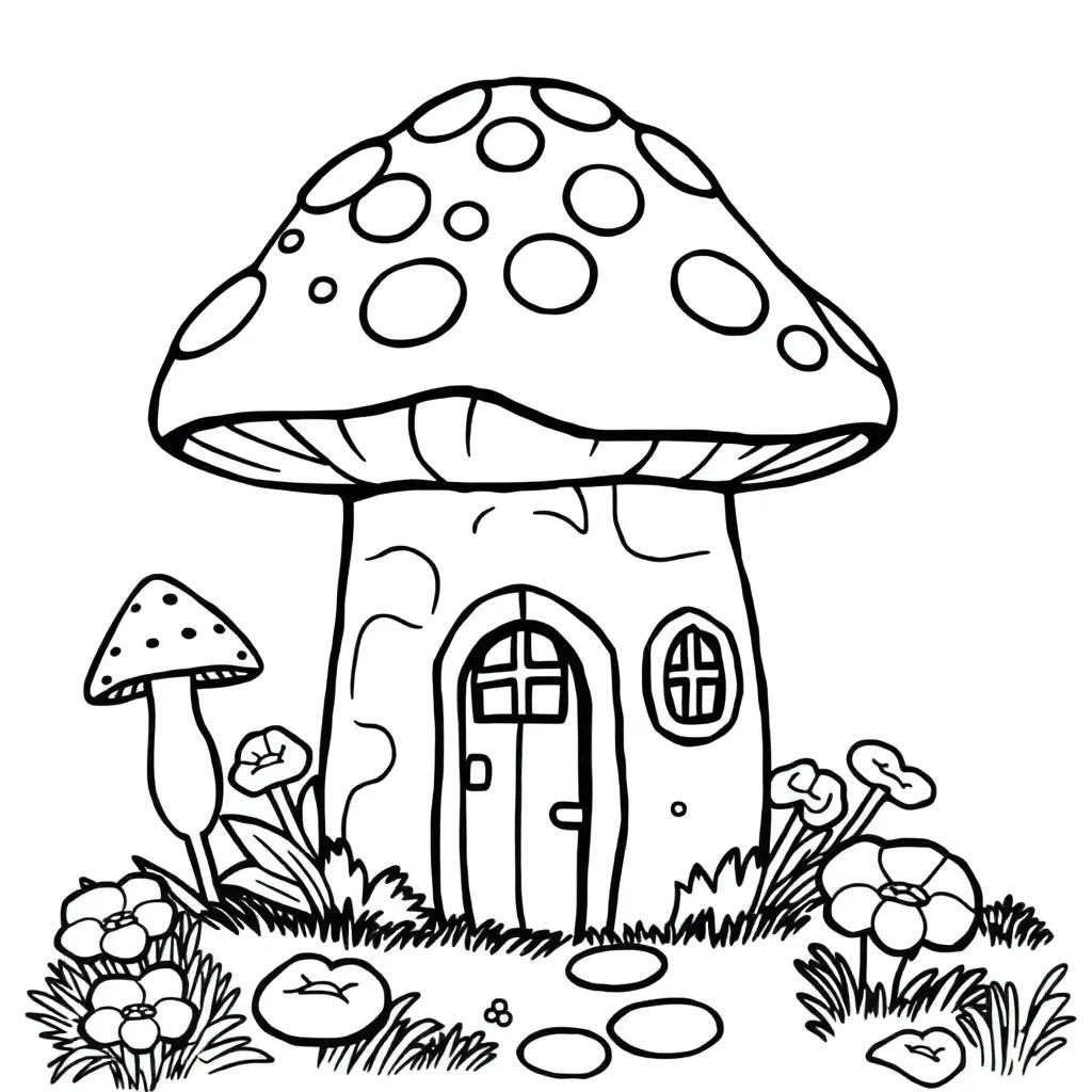 Mushroom House Coloring Pages