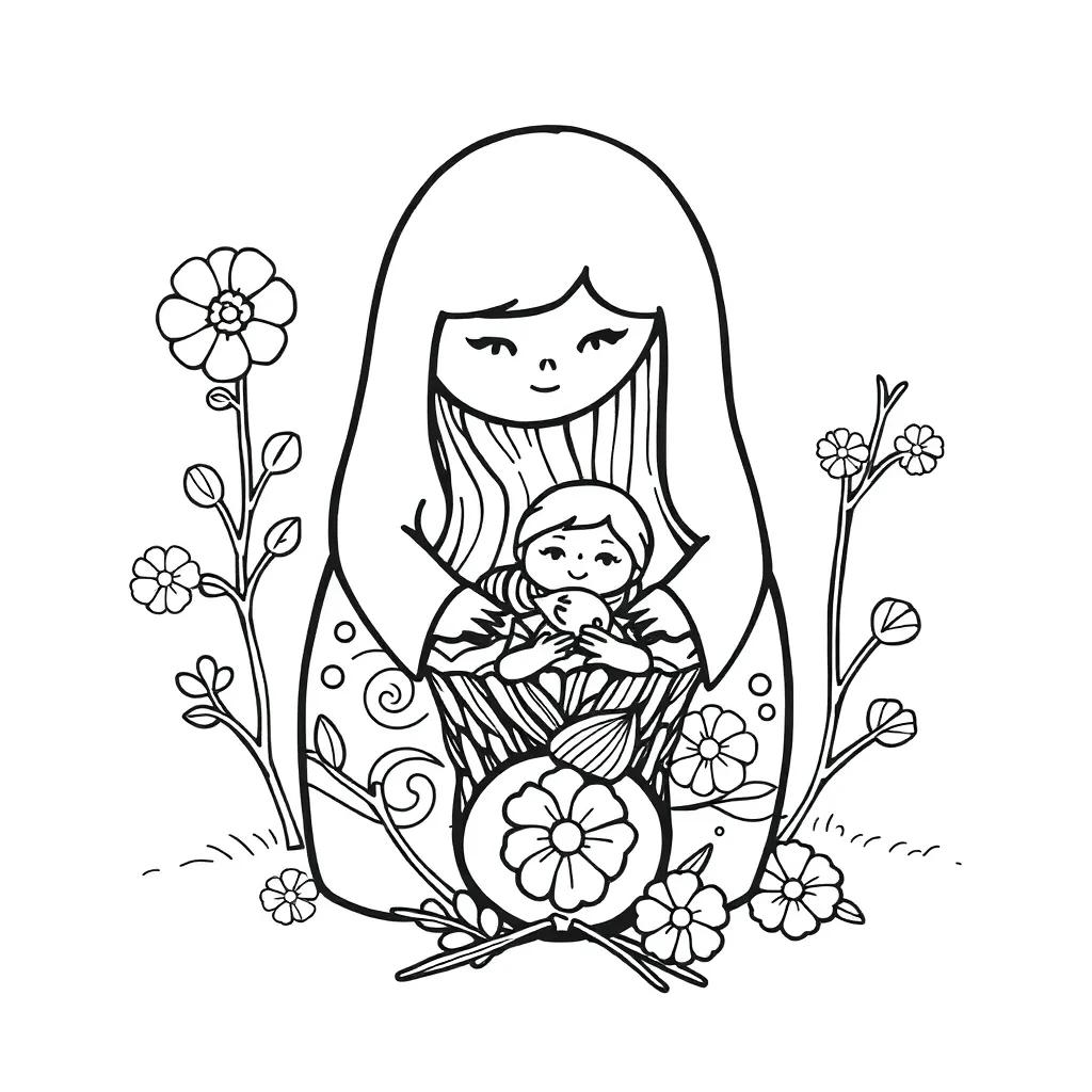 Nesting Doll Coloring Page
