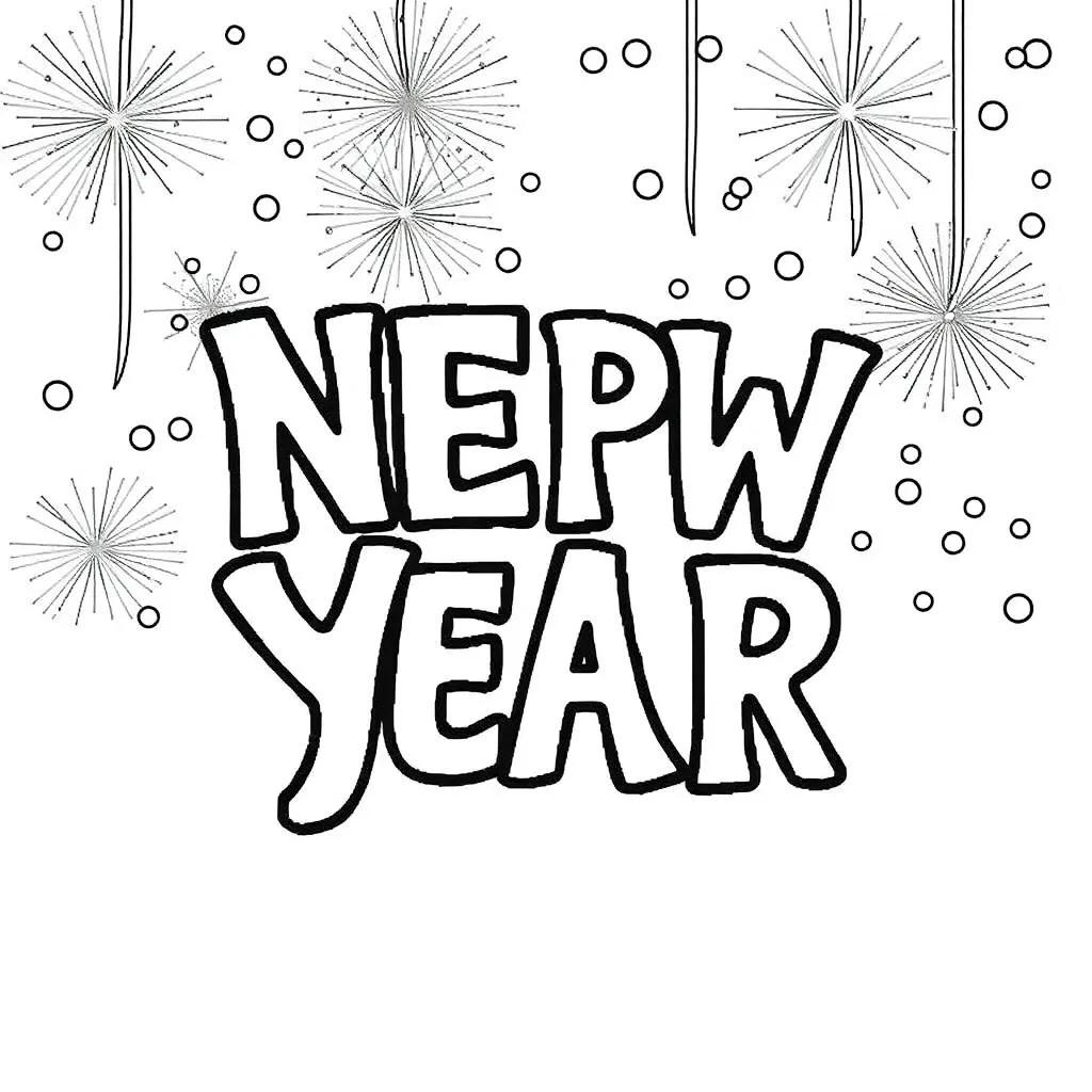 New Year Printable Coloring Pages
