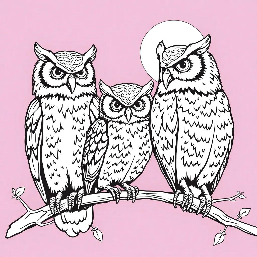 Owls Coloring Pages For Adults