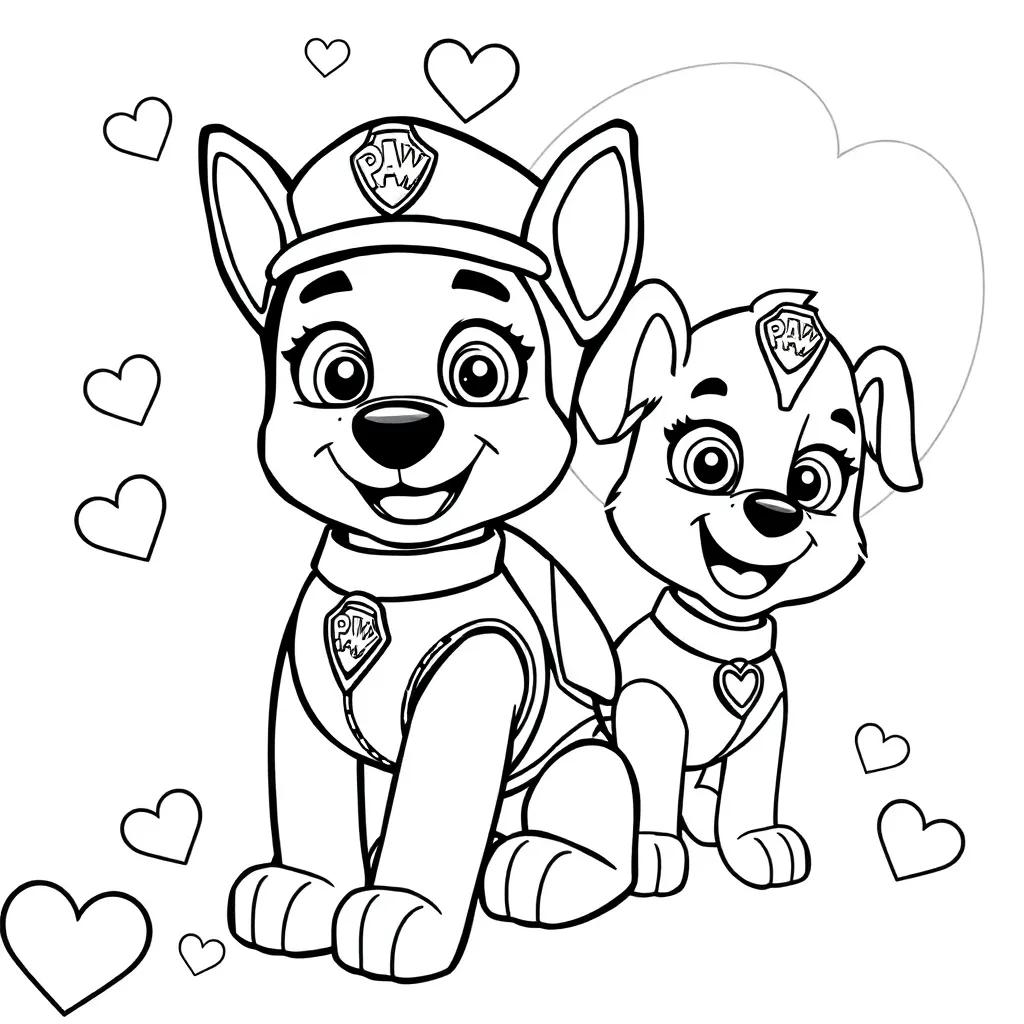 Paw Patrol Valentine Coloring Page