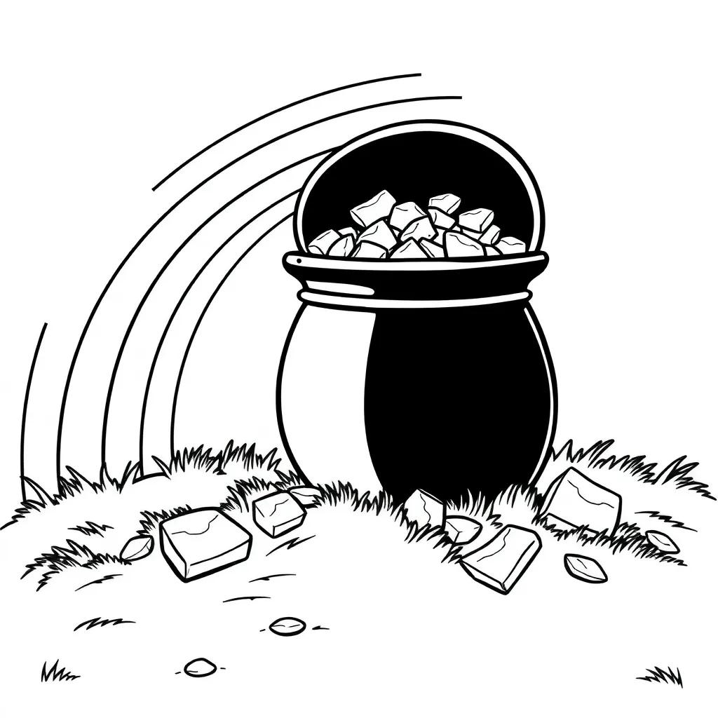 Pot Of Gold With Rainbow Coloring Page