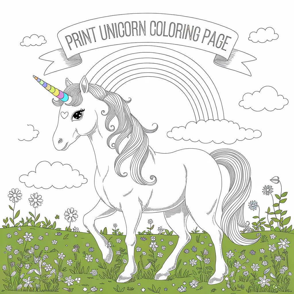 Print Unicorn Coloring Page Print Unicorn Coloring Page