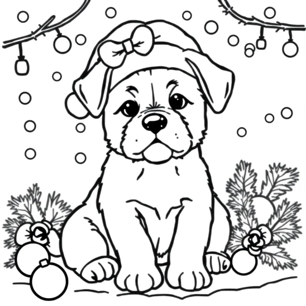 Puppy Christmas Coloring Pages