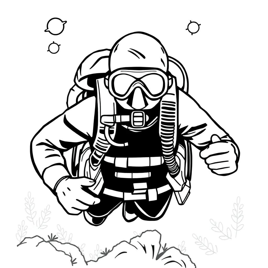 Scuba Diver Coloring Page