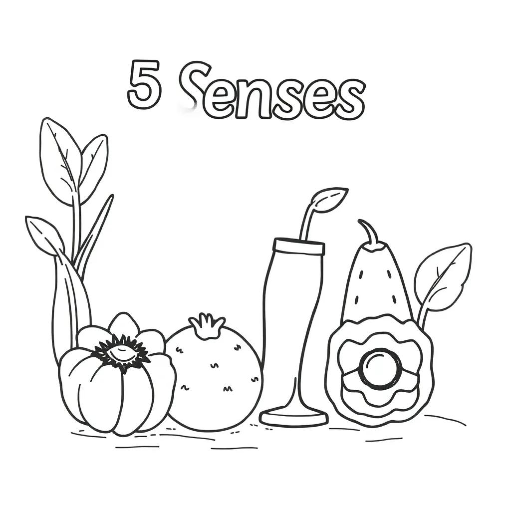 5 Senses Coloring Page