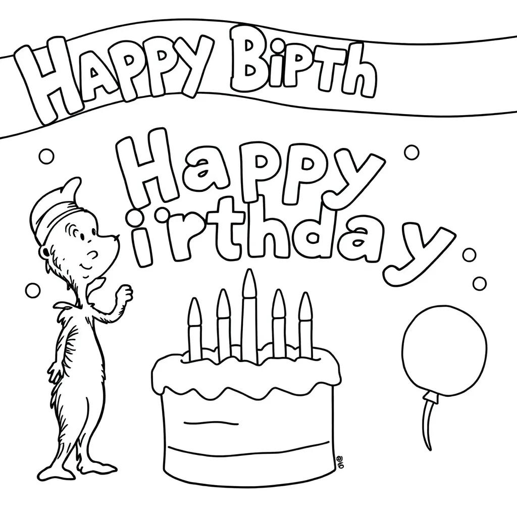 Dr Seuss Coloring Pages Birthday