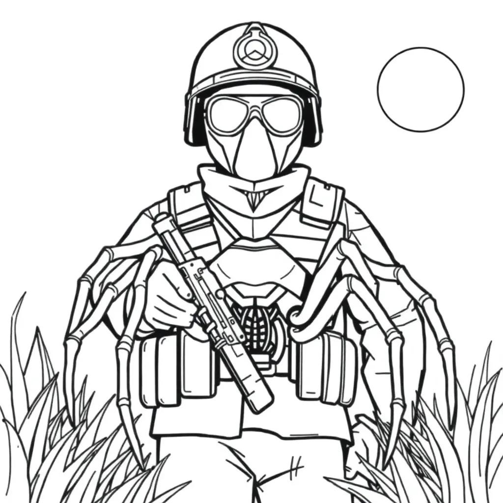 Soldier And The Spider Coloring Pages