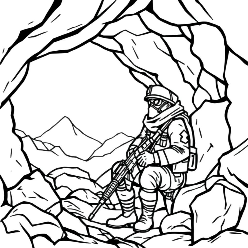 Soldier Inside Cave Coloring Page Pdf