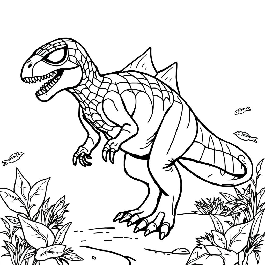 Spiderman Dinosaur Coloring Pages