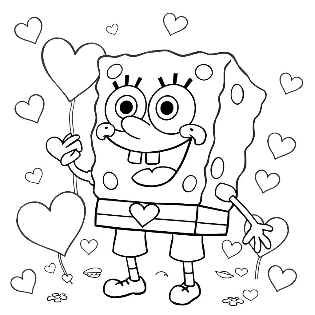 Spongebob Valentines Coloring Pages