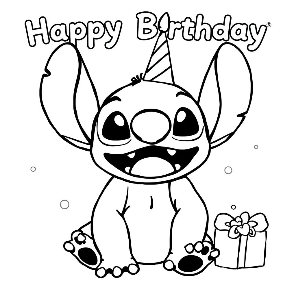 Stitch Happy Birthday Coloring Pages