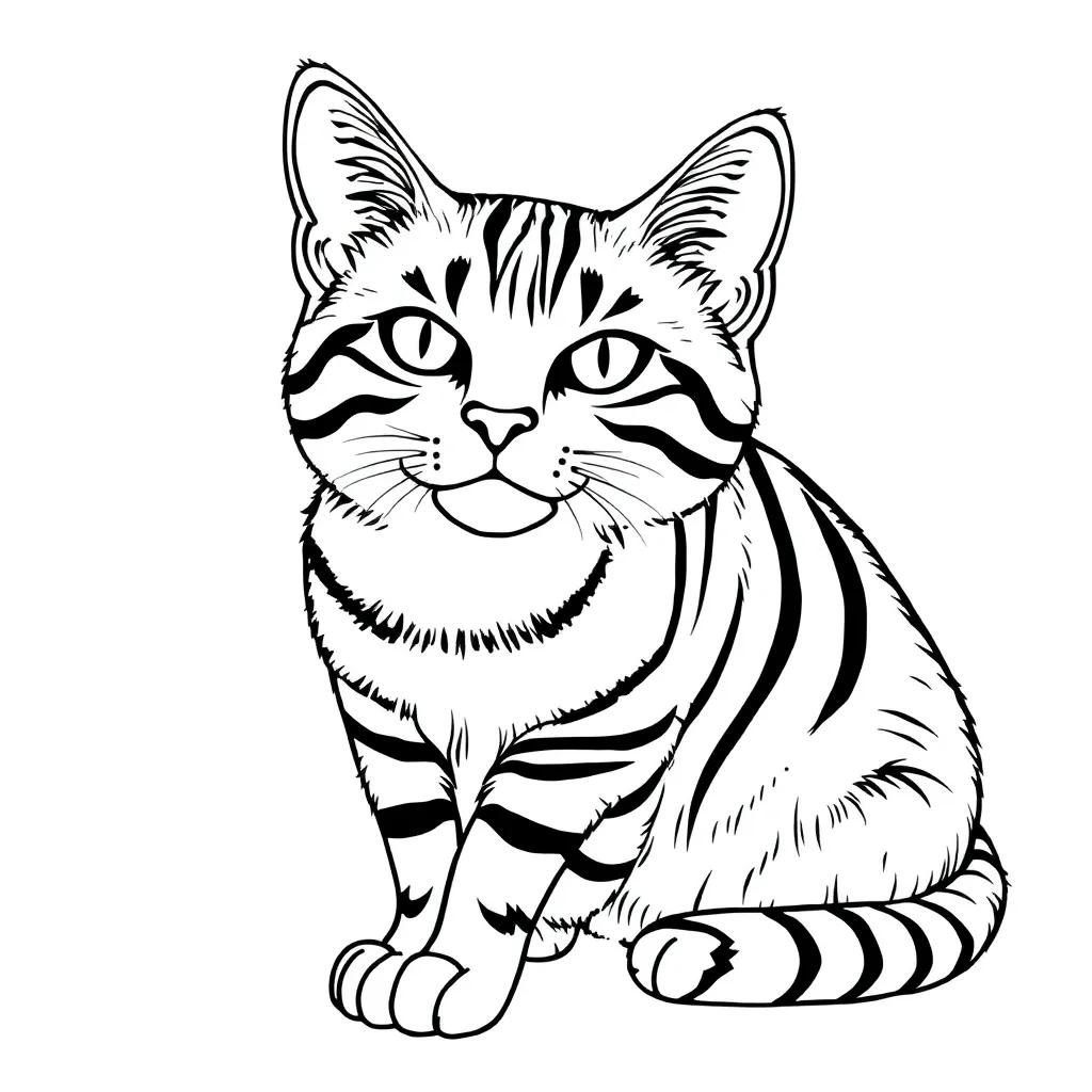 Striped Cat Coloring Pages