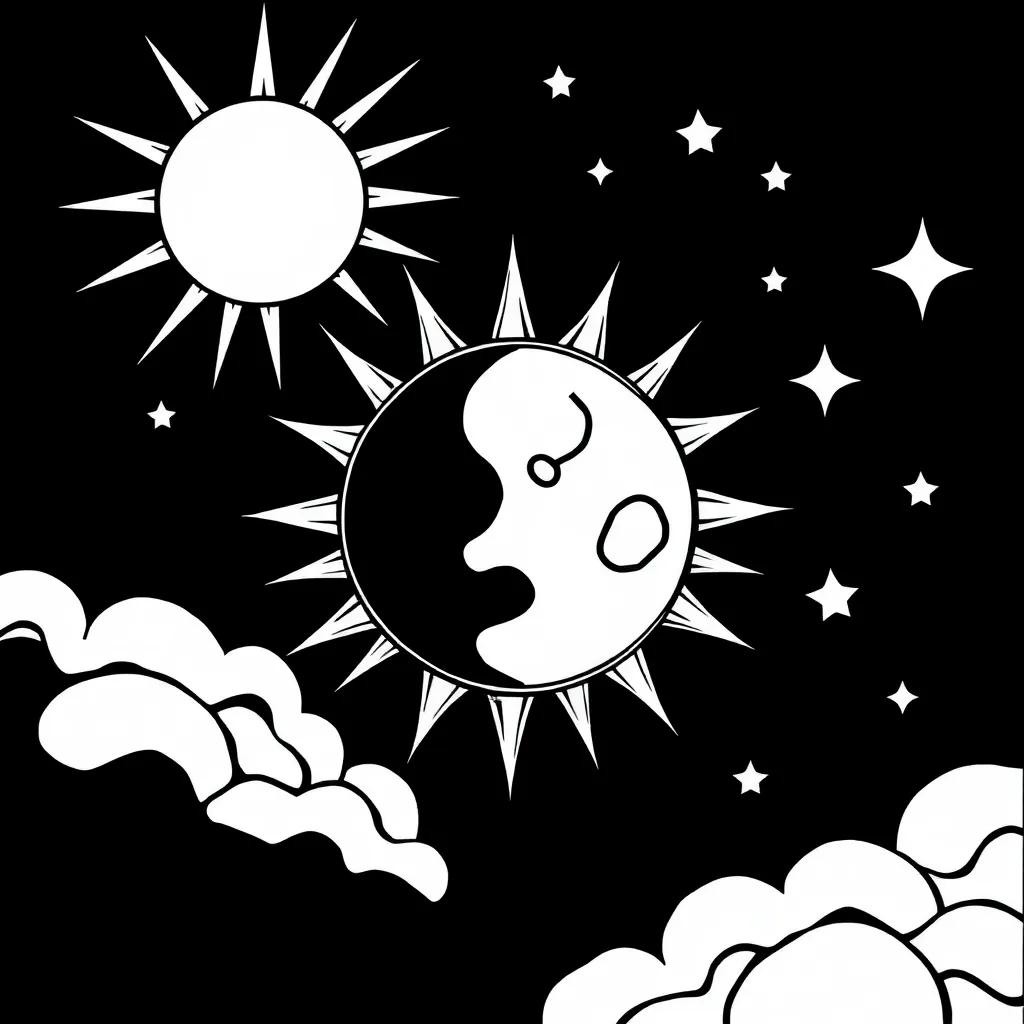 Sun Moon And Stars Coloring Page
