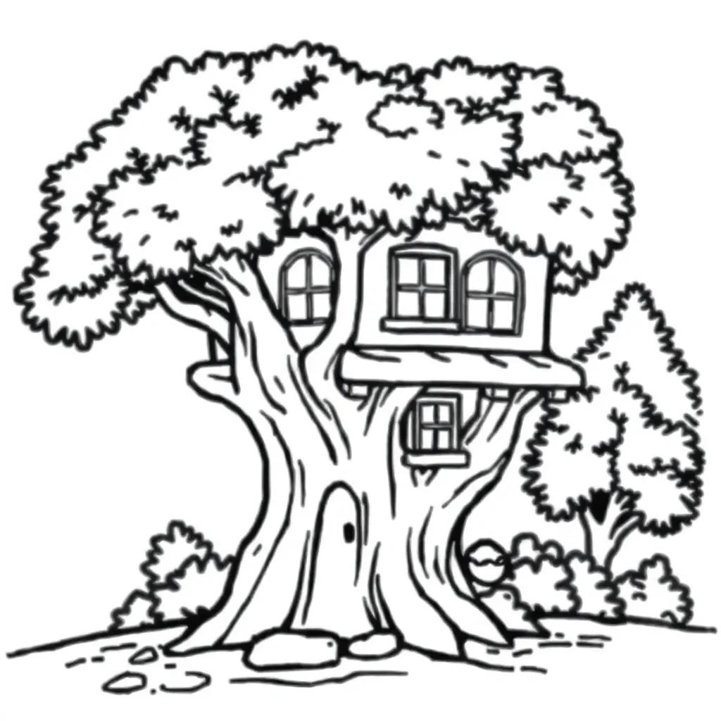 Tree House Coloring Page