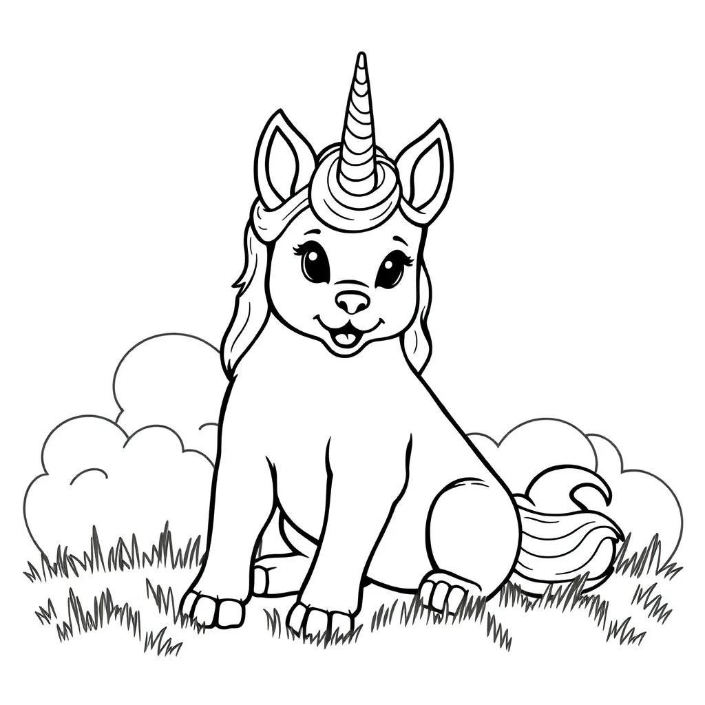 Unicorn Puppy Coloring Page