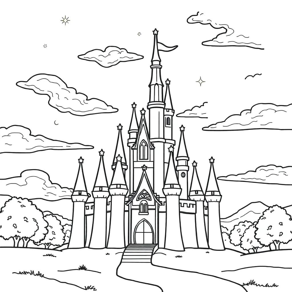 Unicorn Castle Coloring Pages