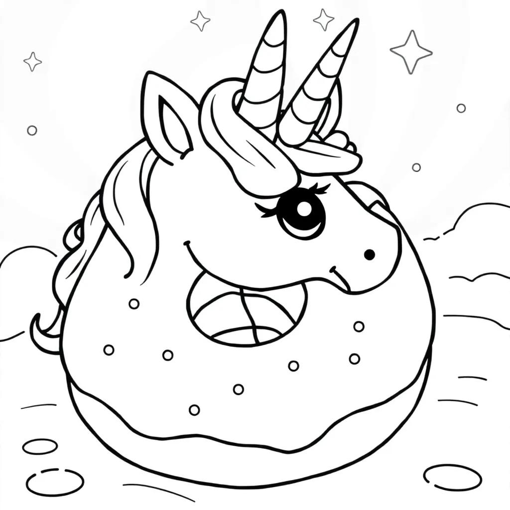 Unicorn Doughnut Coloring Pages