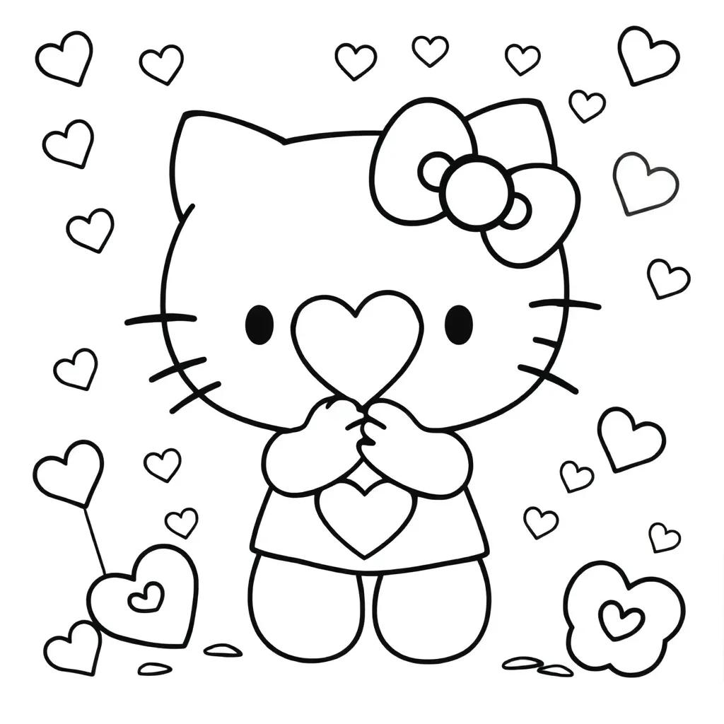 Valentine’s Day Hello Kitty Coloring Pages