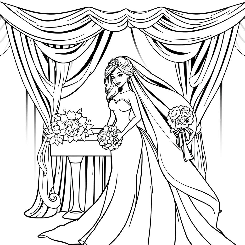 Wedding Barbie Coloring Pages