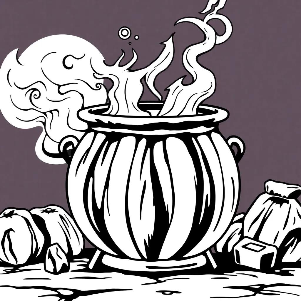 Witches Cauldron Coloring Page