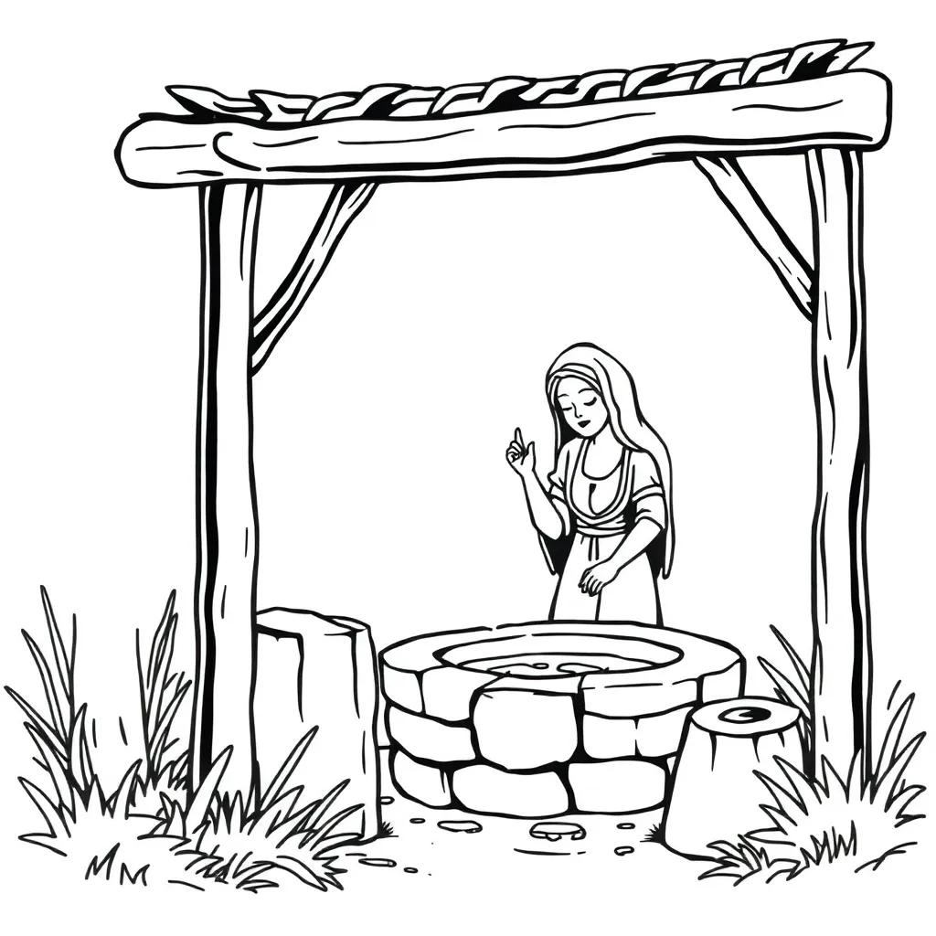 Woman At The Well Coloring Page