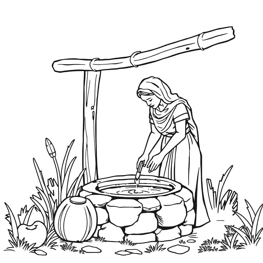 Woman At Well Coloring Page
