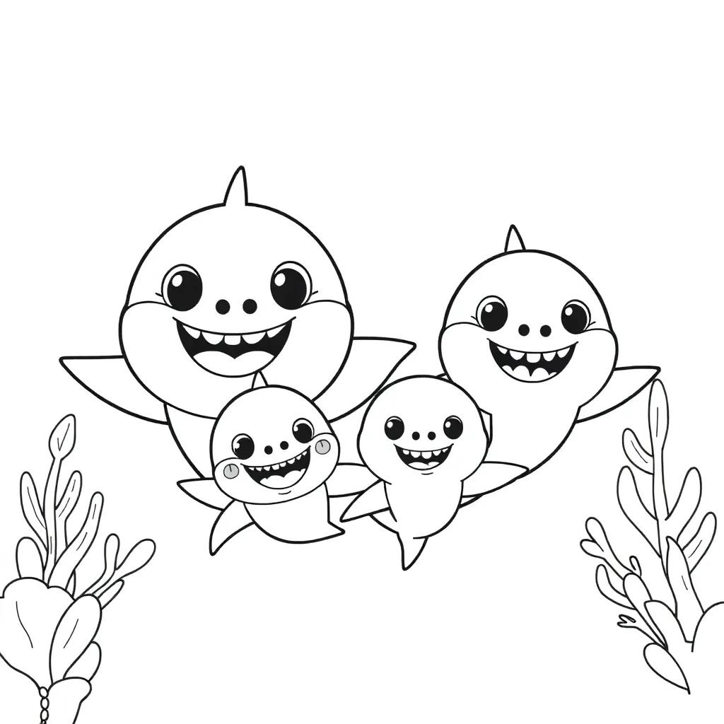 Baby Shark Family Coloring Pages
