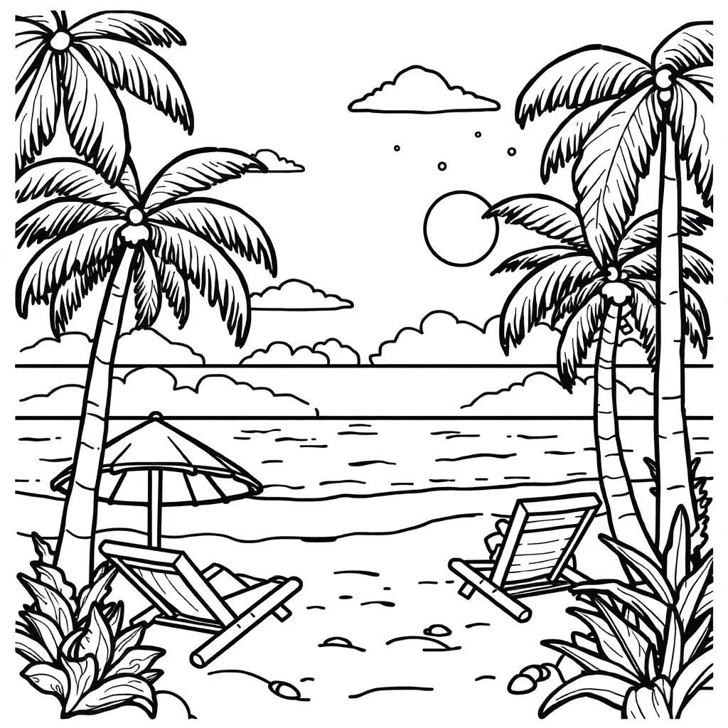 Beach Coloring Page For Kids