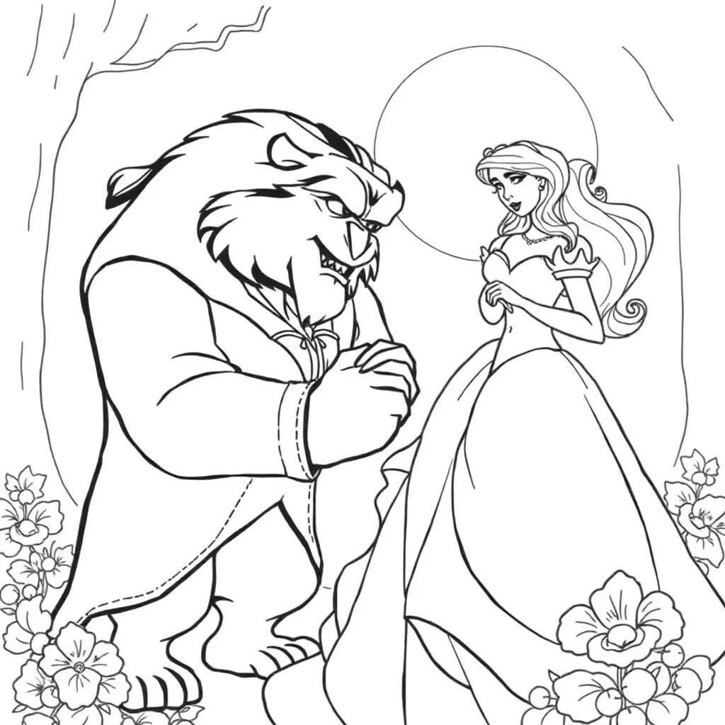 Beauty And The Beast Free Coloring Pages