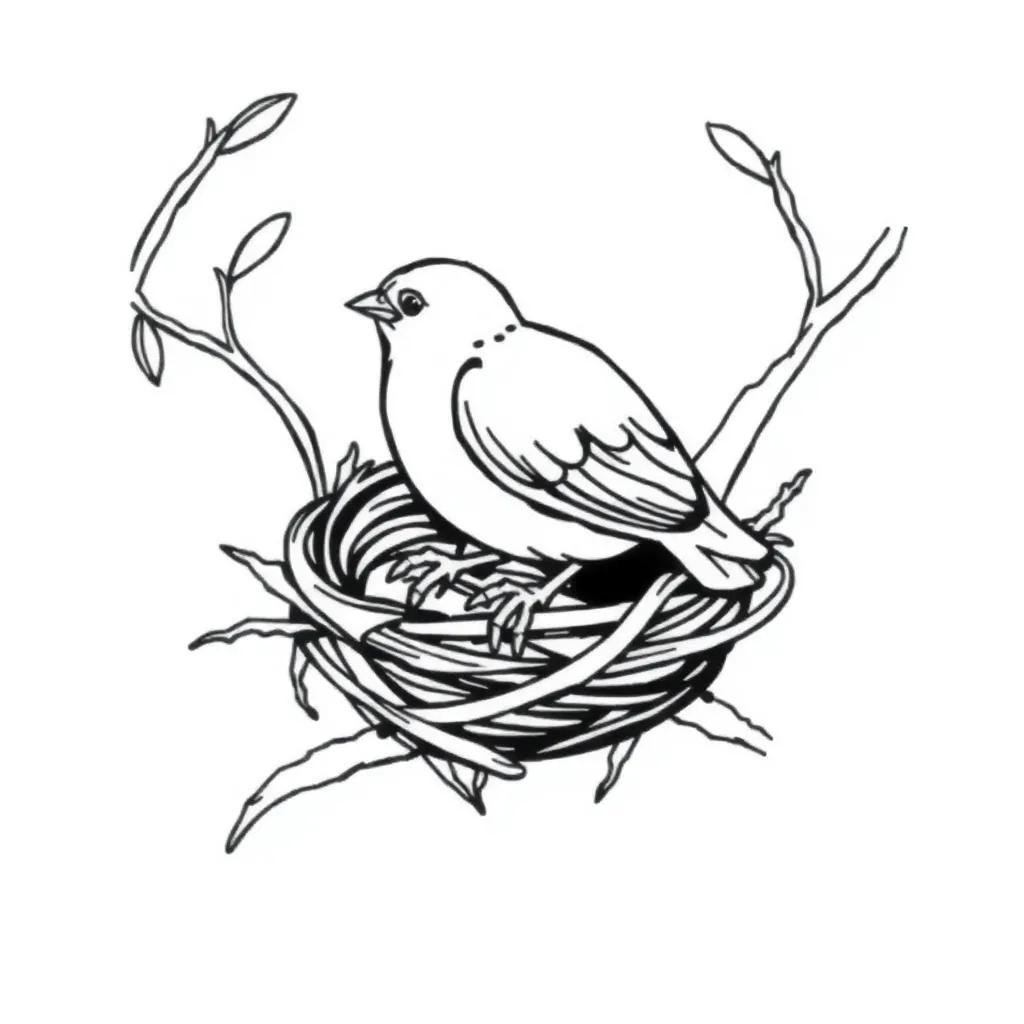 Bird In Nest Coloring Page