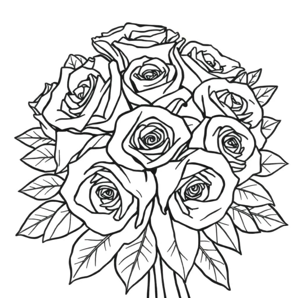 Bouquet Of Roses Coloring Pages