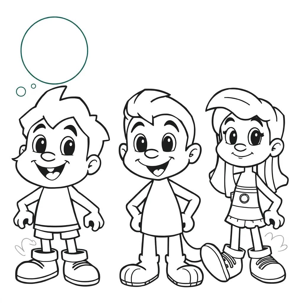 Cartoon Characters Coloring Page