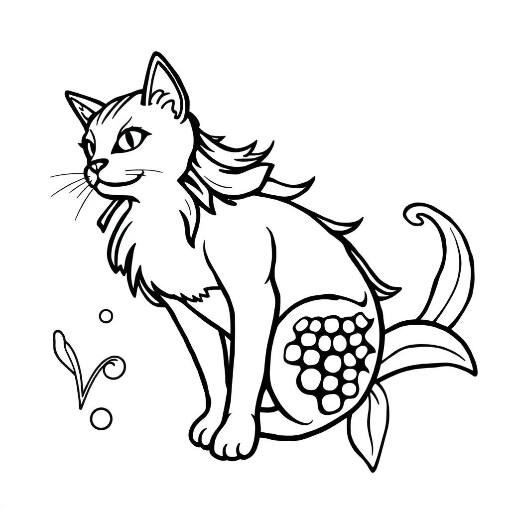 Cat Mermaid Coloring Page
