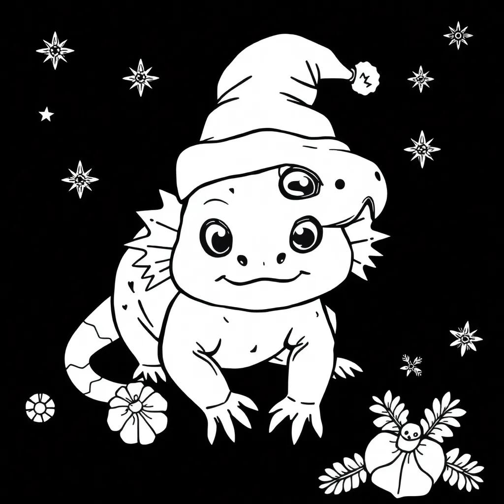 Christmas Axolotl Coloring Page