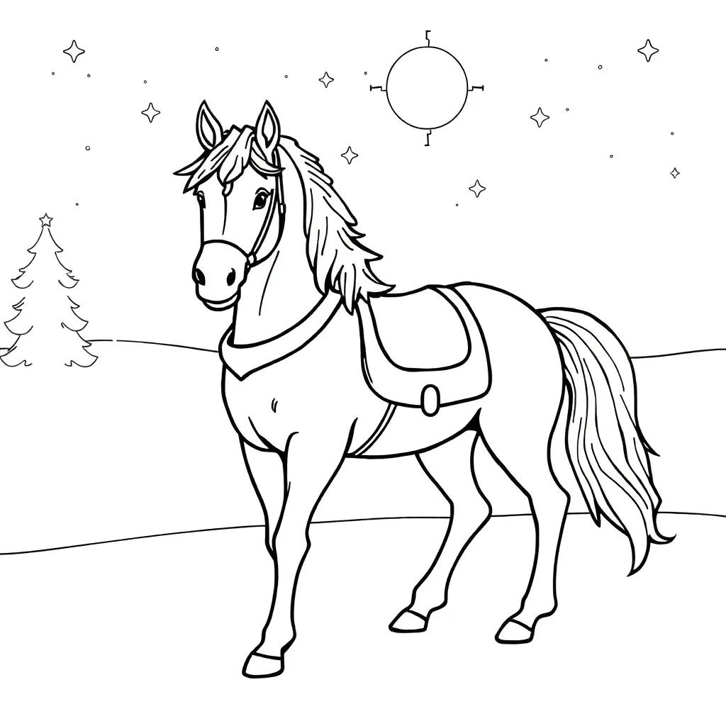 Christmas Horse Coloring Pages