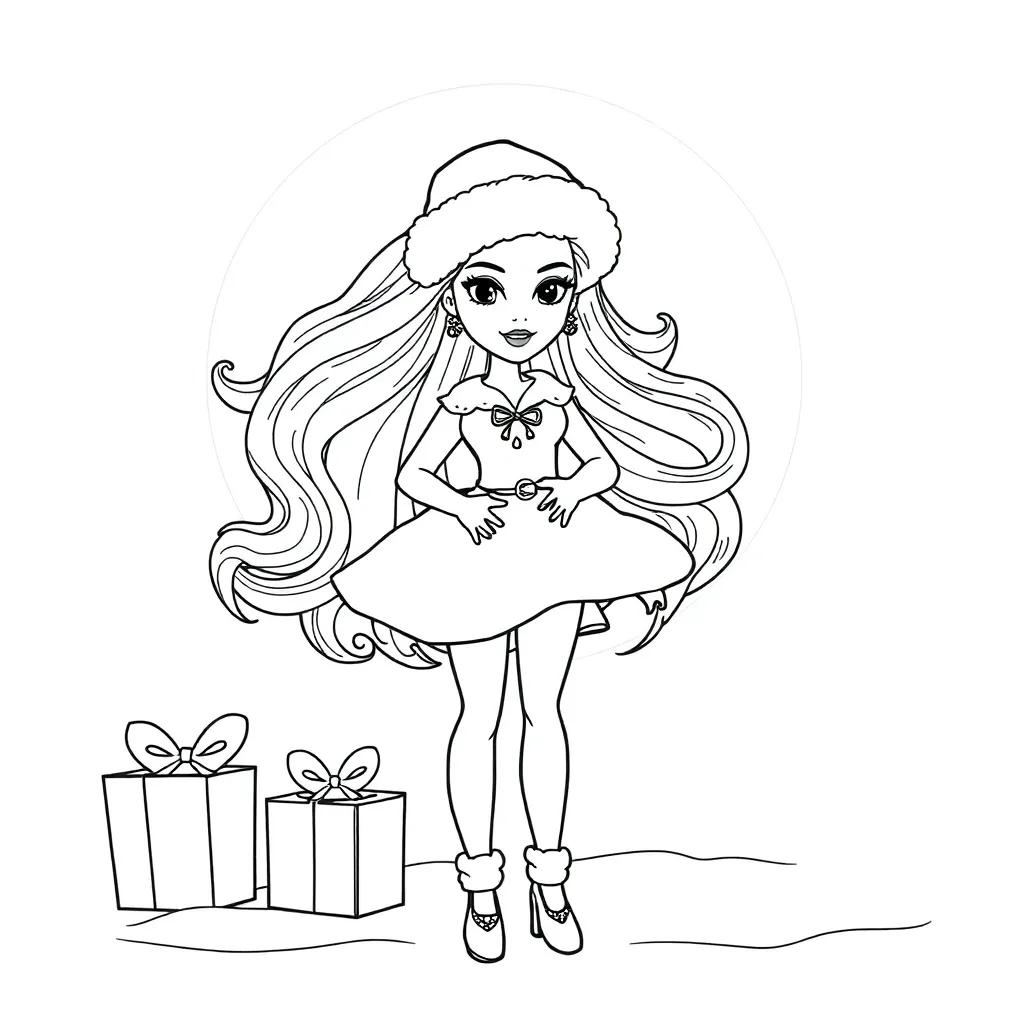 Christmas Barbie Coloring Pages