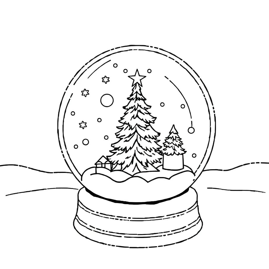 Christmas Snow Globe Coloring Pages