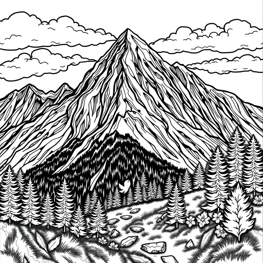 Coloring Page Of A Mountain