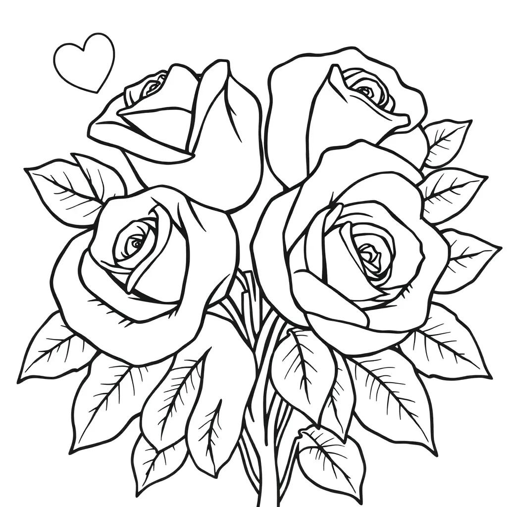Coloring Pages Of Roses And Hearts