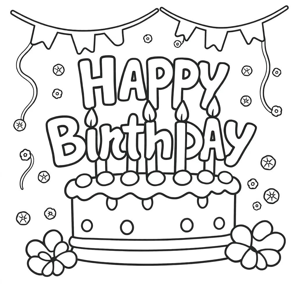 Coloring Page Happy Birthday