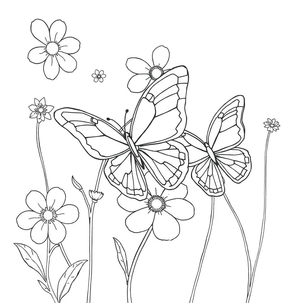 Coloring Pages Of Flowers And Butterflies