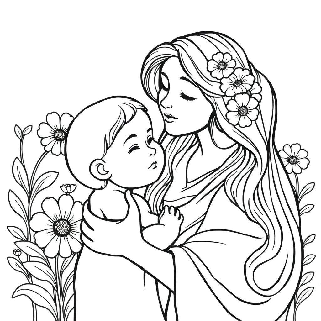 Coloring Page Of A Mother