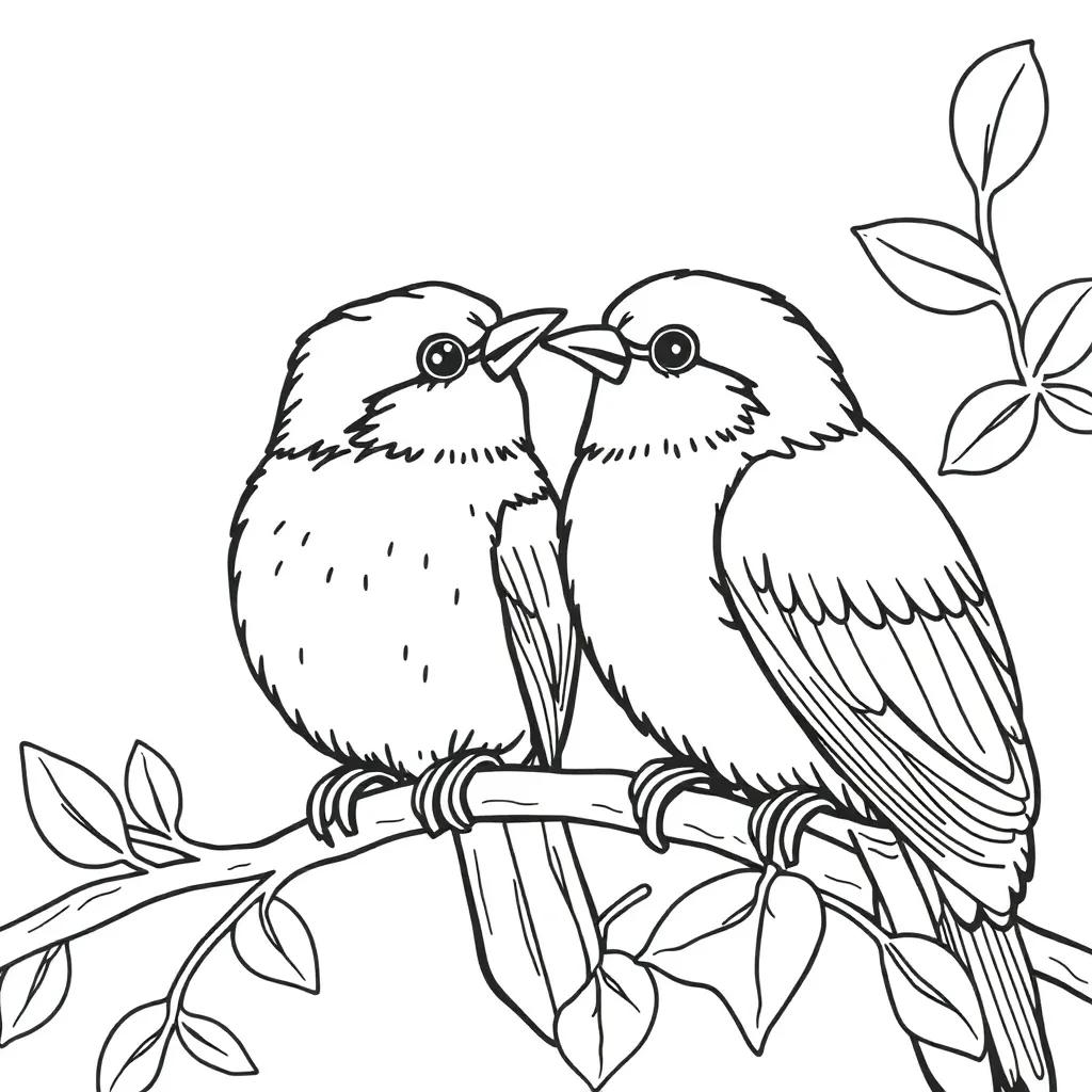 Coloring Pages Love Birds