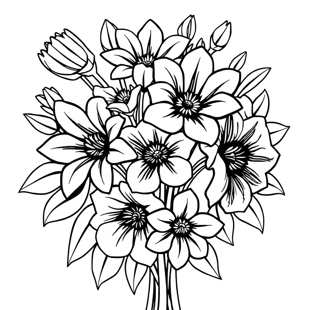 Coloring Page Bouquet Of Flowers